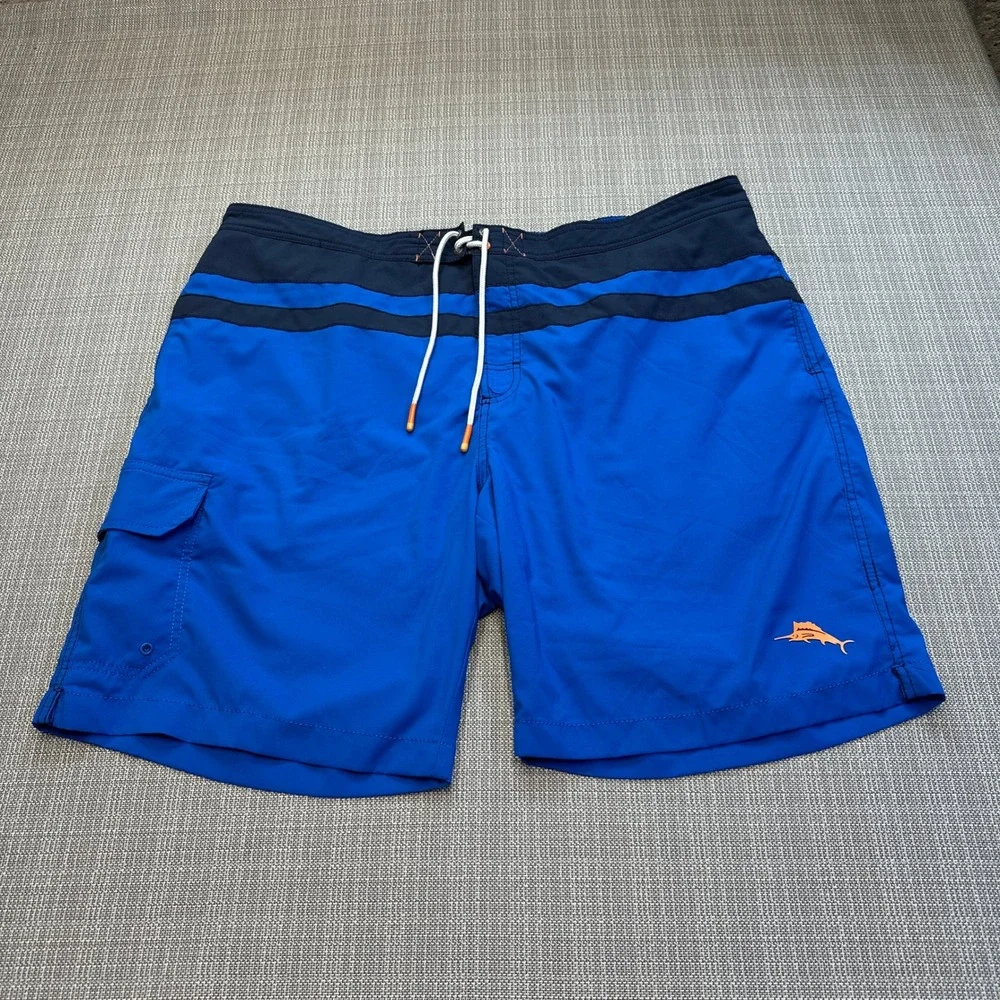 Tommy Bahama Mens Swim Trunks XXL Blue Board Shorts Lined Island Style Vacation